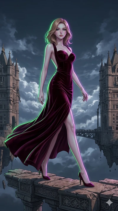 score_9, masterpiece, best quality, ultra-detailed, high-budget anime keyframe, editorial fashion photography, tasteful artistic composition, Korean woman. low angle full-body shot from head to toe showing her feet, filling the entire 9:16 vertical f