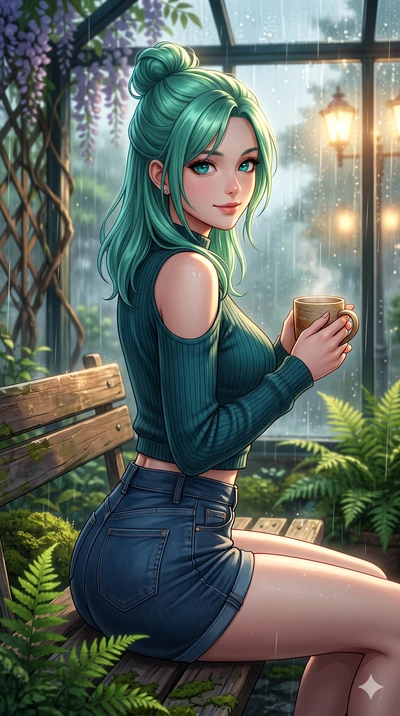 score_9, masterpiece, best quality, ultra-detailed, high-budget anime keyframe, vibrant anime aesthetic, Japanese woman. close-up cowboy shot from the waist and thighs up, the character dominates the composition, filling the frame with her large pres