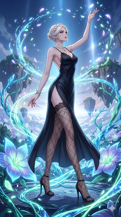 score_9, masterpiece, best quality, ultra-detailed, High-budget Anime Keyframe, vibrant colors, fluid line-art, expressive lighting, cinematic composition, Ufotable-style visual effects, top-tier animation quality, Japanese woman with delicate and el