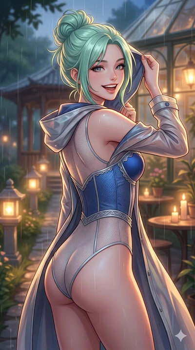 score_9, masterpiece, best quality, ultra-detailed, high-budget anime keyframe, vibrant anime aesthetic, Japanese woman. close-up cowboy shot from the waist and thighs up, the character dominates the composition, filling the frame with her large pres