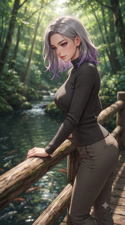 score_9, masterpiece, best quality, ultra-detailed, high-budget anime keyframe, editorial fashion photography, tasteful artistic composition, Caucasian woman. close-up cowboy shot from the waist and thighs up, the character dominates the composition,