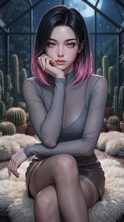 score_9, masterpiece, best quality, ultra-detailed, high-budget anime keyframe, editorial fashion photography, tasteful artistic composition, Korean woman. close-up cowboy shot from the waist and thighs up, the character dominates the composition, fi