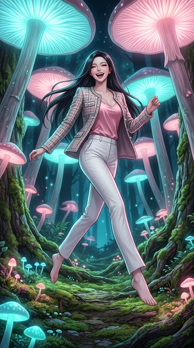 score_9, masterpiece, best quality, ultra-detailed, high-budget anime keyframe, editorial fashion photography, tasteful artistic composition, Korean woman. low angle full-body shot from head to toe showing her feet, filling the entire 9:16 vertical f