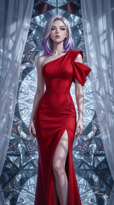 score_9, masterpiece, best quality, ultra-detailed, high-budget anime keyframe, editorial fashion photography, tasteful artistic composition, Caucasian woman, strictly human ears. cowboy shot from the thighs up, character and outfit filling the frame