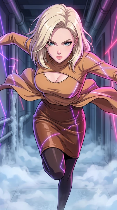 score_9, masterpiece, best quality, ultra-detailed, high-budget anime keyframe, clean line-art, cel-shading, Caucasian woman, strictly human ears. close-up cowboy shot from the waist and thighs up, the character dominates the composition, filling the