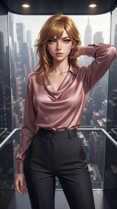 score_9, masterpiece, best quality, ultra-detailed, high-budget anime keyframe, editorial fashion photography, tasteful artistic composition, Korean woman. close-up cowboy shot from the waist and thighs up, the character dominates the composition, fi