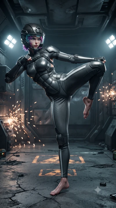 score_9, masterpiece, best quality, ultra-detailed, high-budget anime keyframe, editorial fashion photography, tasteful artistic composition, Caucasian woman. low angle full-body shot from head to toe showing her feet, filling the entire 9:16 vertica
