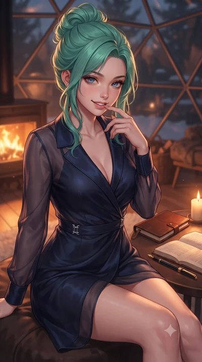 score_9, masterpiece, best quality, ultra-detailed, high-budget anime keyframe, editorial fashion photography, tasteful artistic composition, Japanese woman. close-up cowboy shot from the waist and thighs up, the character dominates the composition, 