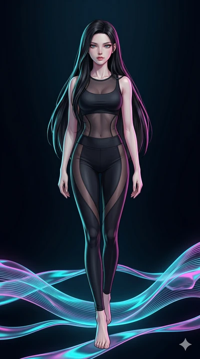 score_9, masterpiece, best quality, ultra-detailed, high-budget anime keyframe, Caucasian woman, strictly human ears. low angle full-body shot filling the entire 9:16 frame with her statuesque presence, stretching the vertical silhouette. stepping on