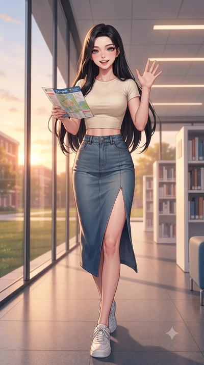 score_9, masterpiece, best quality, ultra-detailed, high-budget anime keyframe, editorial fashion photography, tasteful artistic composition, Korean woman. low angle full-body shot from head to toe showing her feet, filling the entire 9:16 vertical f