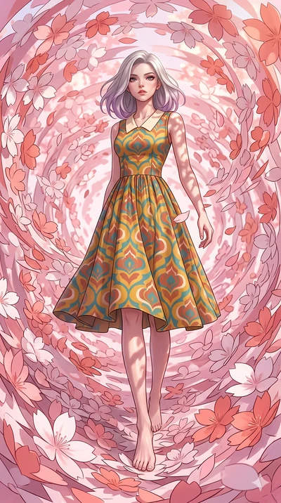 score_9, masterpiece, best quality, ultra-detailed, high-budget anime keyframe, editorial fashion photography, tasteful artistic composition, Caucasian woman, strictly human ears. low angle full-body shot from head to toe showing her feet, filling th