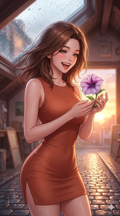 score_9, masterpiece, best quality, ultra-detailed, high-budget anime keyframe, vibrant anime aesthetic, Korean woman. close-up cowboy shot from the waist and thighs up, the character dominates the composition, filling the frame with her large presen