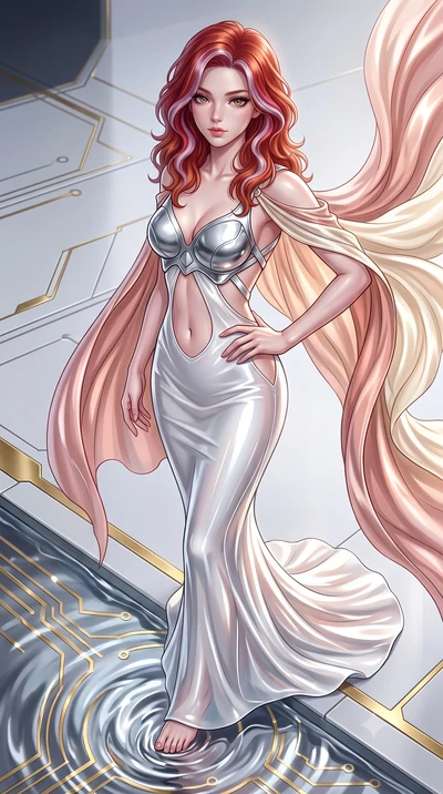 score_9, masterpiece, best quality, ultra-detailed, high-budget anime keyframe, editorial fashion photography, tasteful artistic composition, Caucasian woman. close-up cowboy shot from the waist and thighs up, the character dominates the composition,