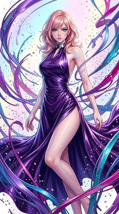 score_9, masterpiece, best quality, ultra-detailed, high-budget anime keyframe, editorial fashion photography, tasteful artistic composition, Japanese woman. upper body close-up from the thighs up, character filling the screen for maximum presence. l