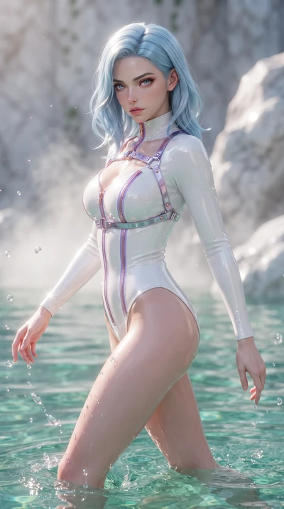 score_9, masterpiece, best quality, ultra-detailed, high-budget anime keyframe, editorial fashion photography, tasteful artistic composition, Korean woman. close-up cowboy shot from the waist and thighs up, the character dominates the composition, fi
