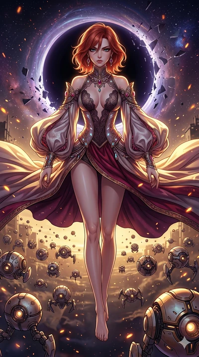 score_9, masterpiece, best quality, ultra-detailed, Set A: High-budget Anime Keyframe, Caucasian (human ears) woman. Upper body close-up from the thighs up, character filling the screen for maximum presence. Theme: Urban Decay. shattering the fabric 