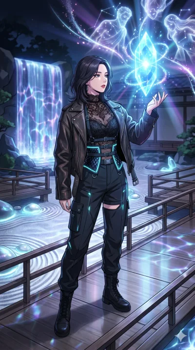 score_9, masterpiece, best quality, ultra-detailed, High-budget Anime Keyframe, vibrant colors, fluid line-art, expressive lighting, cinematic composition, Ufotable-style visual effects, top-tier animation quality, Korean woman with idol-like refined