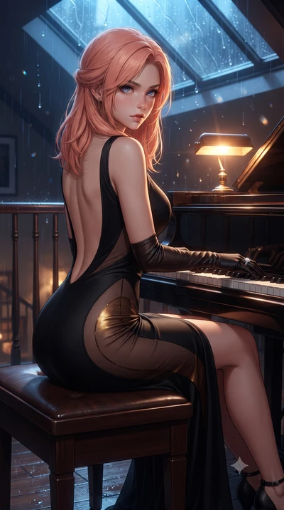 score_9, masterpiece, best quality, ultra-detailed, high-budget anime keyframe, editorial fashion photography, tasteful artistic composition, Japanese woman. close-up cowboy shot from the waist and thighs up, the character dominates the composition, 