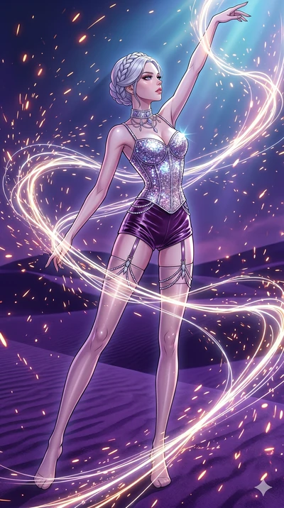 score_9, masterpiece, best quality, ultra-detailed, high-budget anime movie keyframe, cinematic anime lighting, intricate line art, Caucasian (strictly human ears) woman. Dynamic full-body shot stretching the vertical silhouette across the 9:16 frame