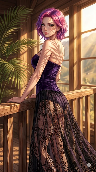 score_9, masterpiece, best quality, ultra-detailed, high-budget anime keyframe, editorial fashion photography, tasteful artistic composition, Caucasian woman, strictly human ears. cowboy shot from the thighs up, character and outfit filling the frame