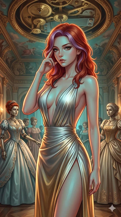 score_9, masterpiece, best quality, ultra-detailed, high-budget anime keyframe, editorial fashion photography, tasteful artistic composition, Caucasian woman, strictly human ears. close-up cowboy shot from the waist and thighs up, the character domin