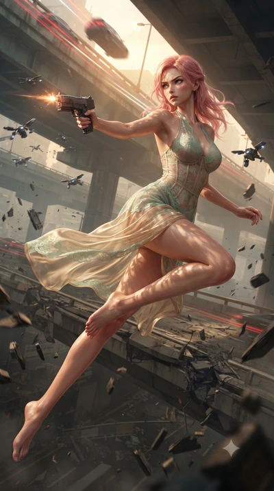 score_9, masterpiece, best quality, ultra-detailed, high-budget anime keyframe, editorial fashion photography, tasteful artistic composition, realistic cosplay photography, Japanese woman. low angle full-body shot from head to toe showing her feet, f