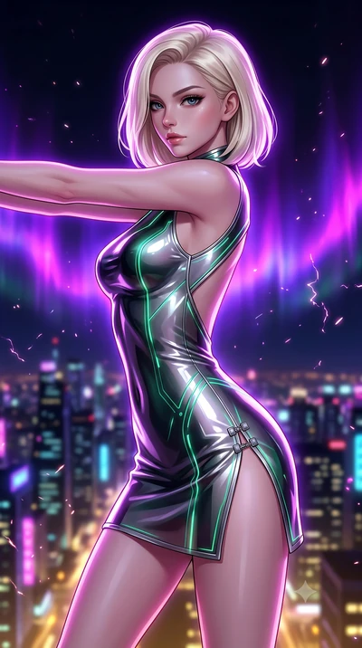 score_9, masterpiece, best quality, ultra-detailed, high-budget anime keyframe, semi-realistic 3D game render, editorial fashion photography, tasteful artistic composition, Caucasian woman. close-up cowboy shot from the waist and thighs up, the chara