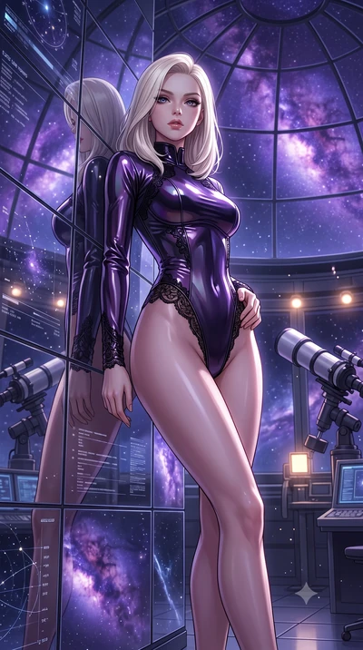 score_9, masterpiece, best quality, ultra-detailed, High-budget Anime Keyframe, Caucasian woman, strictly human ears. Low angle cowboy shot filling the entire 9:16 frame with her statuesque presence. Scenario 297: leaning back against a wall of virtu