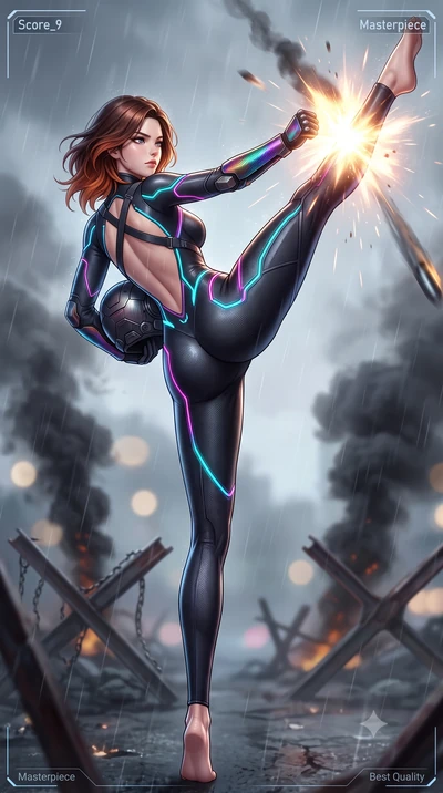 score_9, masterpiece, best quality, ultra-detailed, high-budget anime keyframe, semi-realistic 3D game render, editorial fashion photography, tasteful artistic composition, Korean woman. low angle full-body shot from head to toe showing her feet, fil