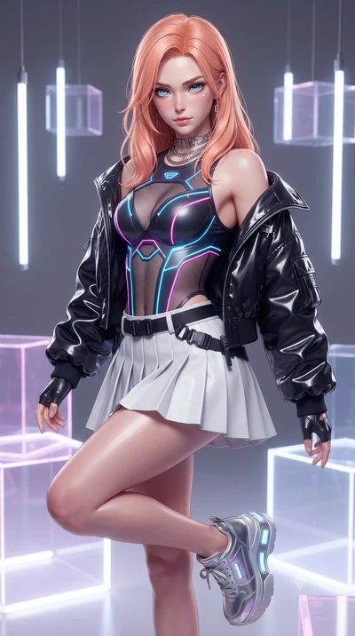 score_9, masterpiece, best quality, ultra-detailed, high-budget anime keyframe, editorial fashion photography, tasteful artistic composition, Japanese woman. close-up cowboy shot from the waist and thighs up, the character dominates the composition, 