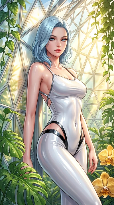 score_9, masterpiece, best quality, ultra-detailed, high-budget anime keyframe, semi-realistic 3D game render, editorial fashion photography, tasteful artistic composition, Korean woman. close-up cowboy shot from the waist and thighs up, the characte