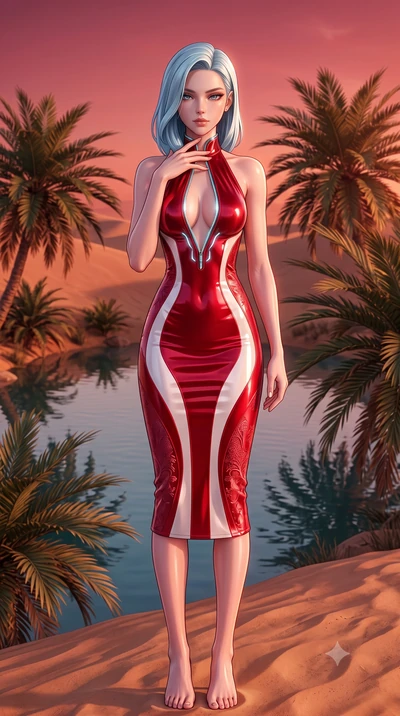 score_9, masterpiece, best quality, ultra-detailed, high-budget anime keyframe, semi-realistic 3D game render, editorial fashion photography, tasteful artistic composition, Korean woman. close-up cowboy shot from the waist and thighs up, the characte