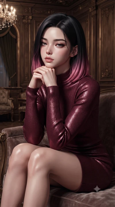 score_9, masterpiece, best quality, ultra-detailed, high-budget anime keyframe, editorial fashion photography, tasteful artistic composition, Korean woman. close-up cowboy shot from the waist and thighs up, the character dominates the composition, fi