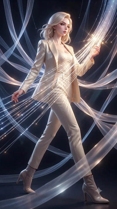 score_9, masterpiece, best quality, ultra-detailed, high-budget anime keyframe, editorial fashion photography, tasteful artistic composition, Caucasian woman. low angle full-body shot from head to toe showing her feet, filling the entire 9:16 vertica