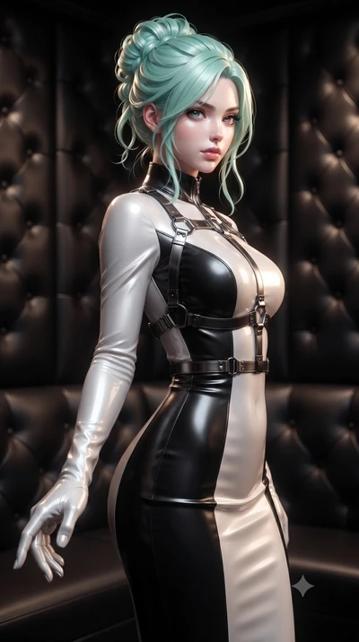 score_9, masterpiece, best quality, ultra-detailed, high-budget anime keyframe, editorial fashion photography, tasteful artistic composition, Japanese woman. close-up cowboy shot from the waist and thighs up, the character dominates the composition, 
