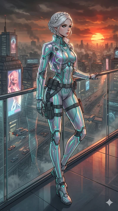 score_9, masterpiece, best quality, ultra-detailed, high-budget anime movie keyframe, cinematic anime lighting, intricate line art, Caucasian (strictly human ears) woman. Dynamic full-body shot stretching the vertical silhouette with extreme perspect