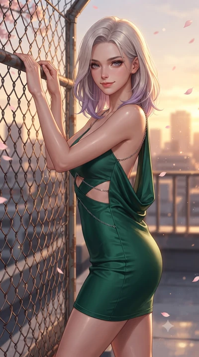 score_9, masterpiece, best quality, ultra-detailed, high-budget anime keyframe, editorial fashion photography, tasteful artistic composition, Caucasian woman. close-up cowboy shot from the waist and thighs up, the character dominates the composition,