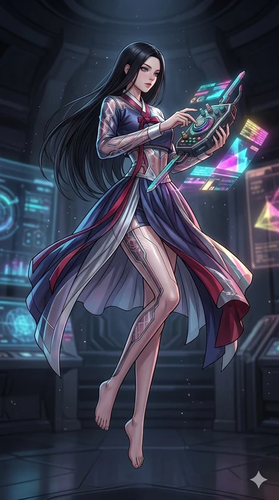 score_9, masterpiece, best quality, ultra-detailed, high-budget anime movie keyframe, cinematic anime lighting, intricate line art, Caucasian (strictly human ears) woman. Mid-air action shot capturing a graceful twist and vertical silhouette. adjusti
