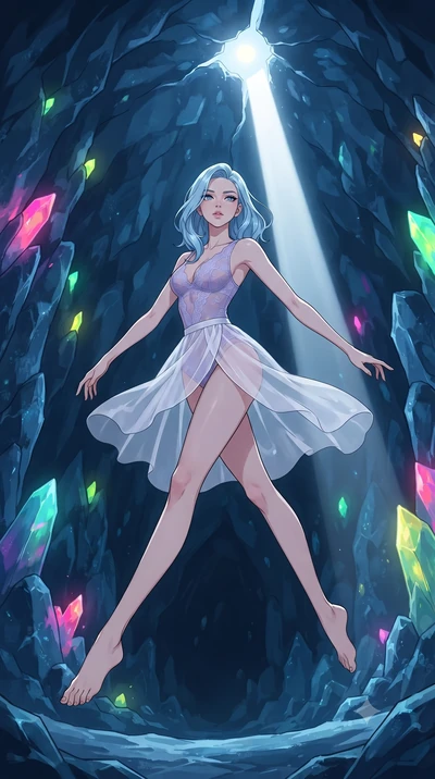 score_9, masterpiece, best quality, ultra-detailed, high-budget anime keyframe, gorgeous anime illustration, artistic 2d flat cel-shaded style, Korean woman. low angle full-body shot from head to toe showing her feet, filling the entire 9:16 vertical