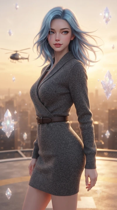 score_9, masterpiece, best quality, ultra-detailed, high-budget anime keyframe, editorial fashion photography, tasteful artistic composition, Korean woman. close-up cowboy shot from the waist and thighs up, the character dominates the composition, fi