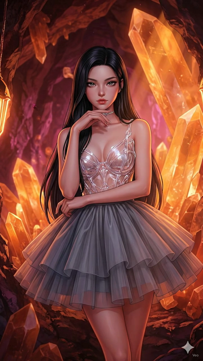 A cinematic 2D anime animation. The warm pendant lights and neon highlights glow brighter and pulse gently. Volumetric dust motes drift lazily through the warm orange sunbeams. The camera executes a slow, steady orbit around the character. Subtle shi