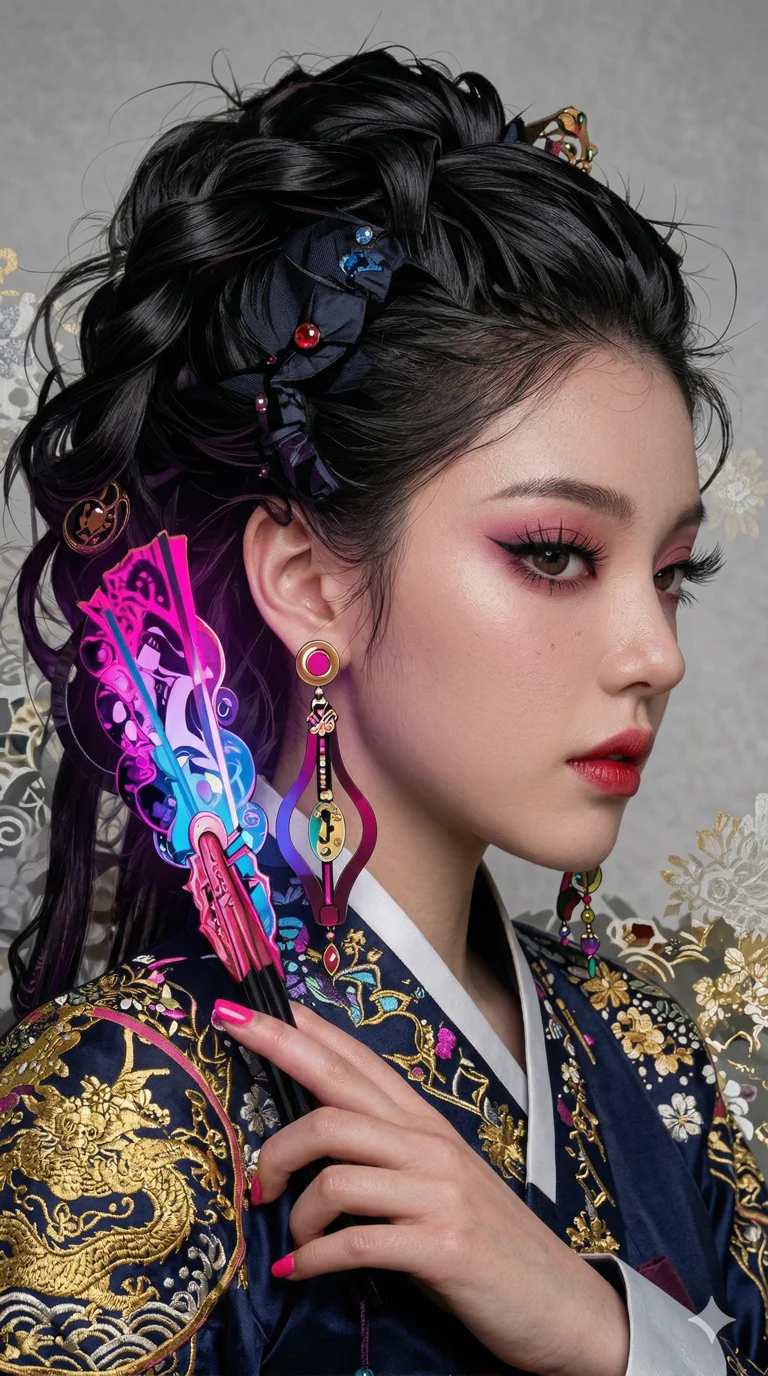 이 이미지를 극사실주의(Hyper-Realistic) 스타일로 변환해줘. 한복을 입은 여성의 우아함과 세련된 미모가 돋보이도록 얼굴 디테일을 극대화해줘, 2k, ultra detail, master piece, 9:16 ratio