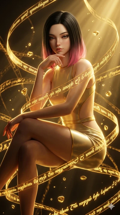 score_9, masterpiece, best quality, ultra-detailed, high-budget anime keyframe, semi-realistic 3D game render, Korean woman. Upper body close-up from the thighs up, character filling the screen for maximum presence. She is sitting cross-legged mid-ai
