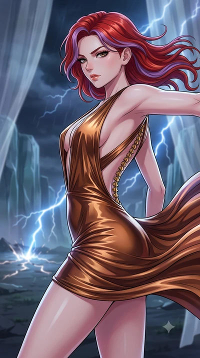 score_9, masterpiece, best quality, ultra-detailed, high-budget anime keyframe, clean line-art, cel-shading, Caucasian woman, strictly human ears. close-up cowboy shot from the waist and thighs up, the character dominates the composition, filling the