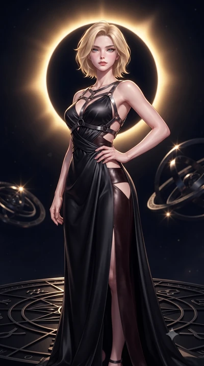 score_9, masterpiece, best quality, ultra-detailed, high-budget anime keyframe, editorial fashion photography, tasteful artistic composition, Caucasian woman. close-up cowboy shot from the waist and thighs up, the character dominates the composition,