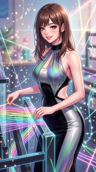 score_9, masterpiece, best quality, ultra-detailed, high-budget anime keyframe, editorial fashion photography, tasteful artistic composition, Korean woman. close-up cowboy shot from the waist and thighs up, the character dominates the composition, fi