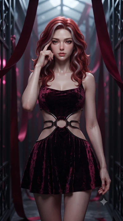 score_9, masterpiece, best quality, ultra-detailed, high-budget anime keyframe, editorial fashion photography, tasteful artistic composition, Caucasian woman. close-up cowboy shot from the waist and thighs up, the character dominates the composition,