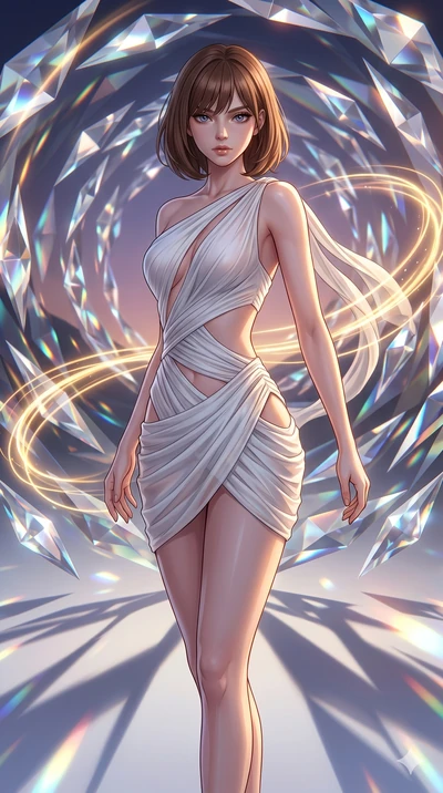 score_9, masterpiece, best quality, ultra-detailed, high-budget anime keyframe, editorial fashion photography, tasteful artistic composition, Caucasian woman, strictly human ears. upper body close-up from the thighs up, character filling the screen f