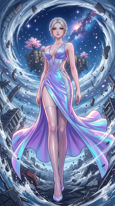 score_9, masterpiece, best quality, ultra-detailed, High-budget Anime Keyframe, vibrant colors, fluid line-art, expressive lighting, cinematic composition, Ufotable-style visual effects, top-tier animation quality, Japanese woman with delicate and el