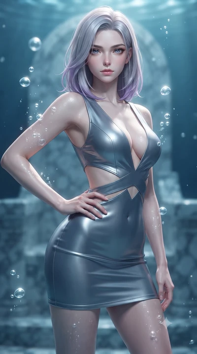 score_9, masterpiece, best quality, ultra-detailed, high-budget anime keyframe, editorial fashion photography, tasteful artistic composition, Caucasian woman. close-up cowboy shot from the waist and thighs up, the character dominates the composition,
